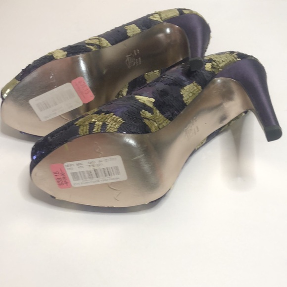 Nina New York multi colored purple sequin open toe heels size 10m - Picture 8 of 10